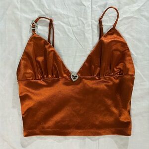 Forever 21 Copper Satin Crop Top